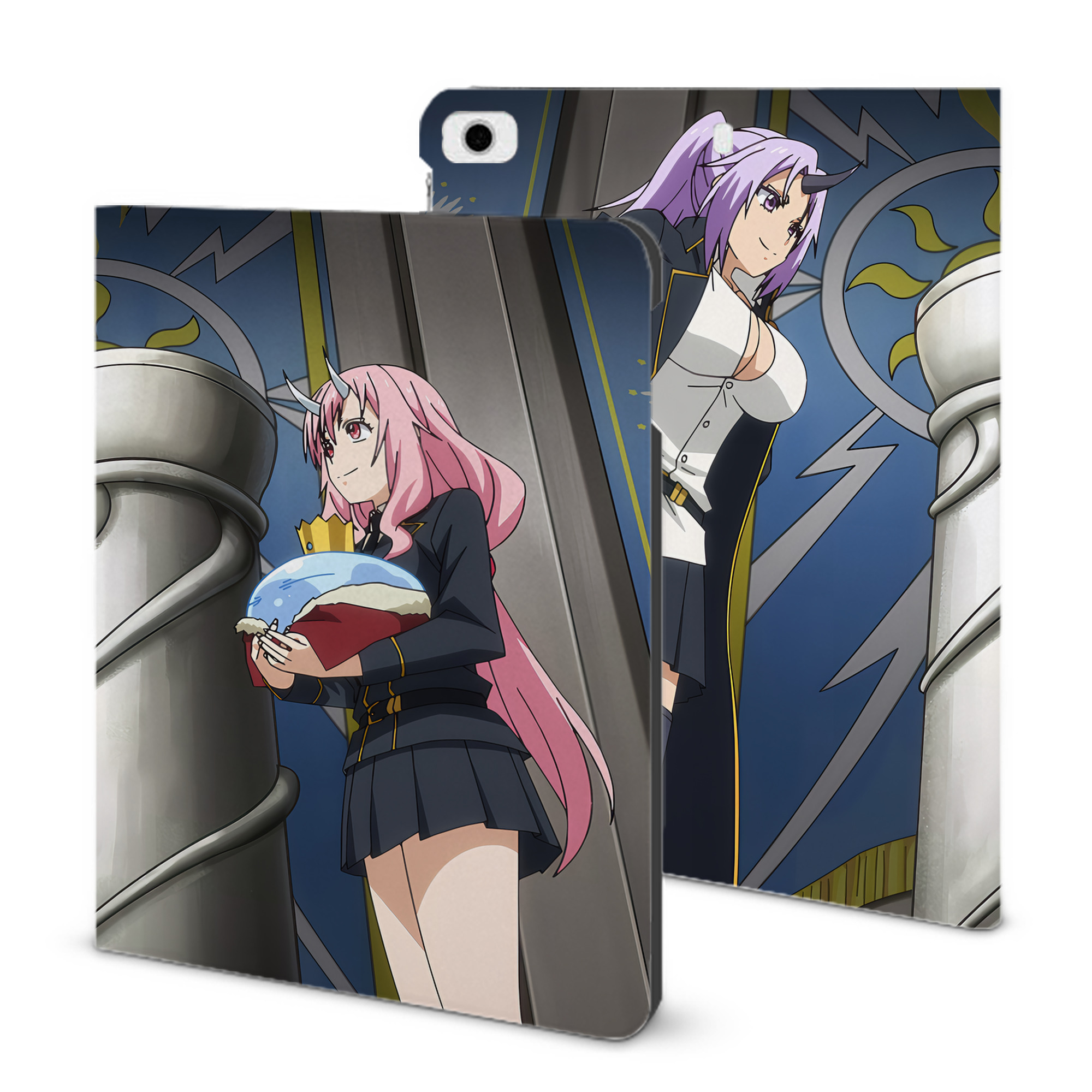 （画像用） 転スラ Regarding Reincarnated to Slime IPad ケース ブック型 PUレザー TPU 耐衝撃 軽量 薄型 ペン収納なし 全面保護 IPad 各モデル対応